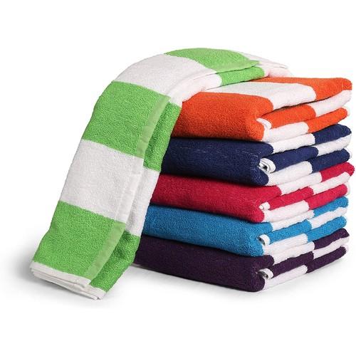 3-Pack: Cotton Bath Towel, Cabana Stripe Beach Towel