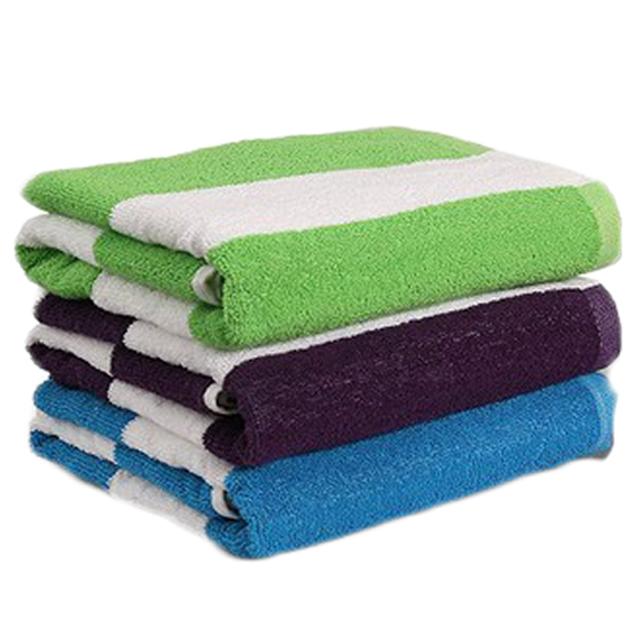 3-Pack: Cotton Bath Towel, Cabana Stripe Beach Towel