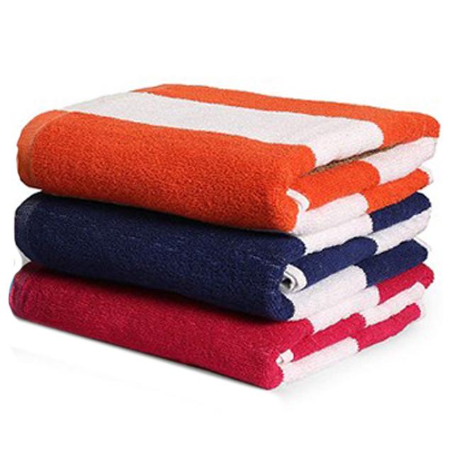 3-Pack: Cotton Bath Towel, Cabana Stripe Beach Towel