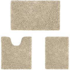 3-Piece Set: Bathroom Rugs Set Ultra Soft Non Slip and Absorbent Chenille