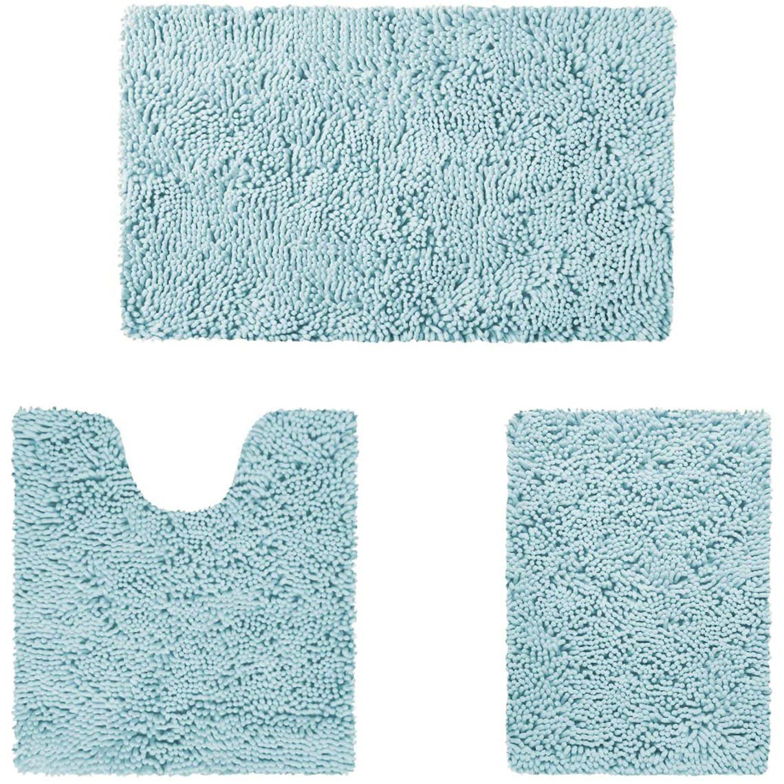 3-Piece Set: Bathroom Rugs Set Ultra Soft Non Slip and Absorbent Chenille