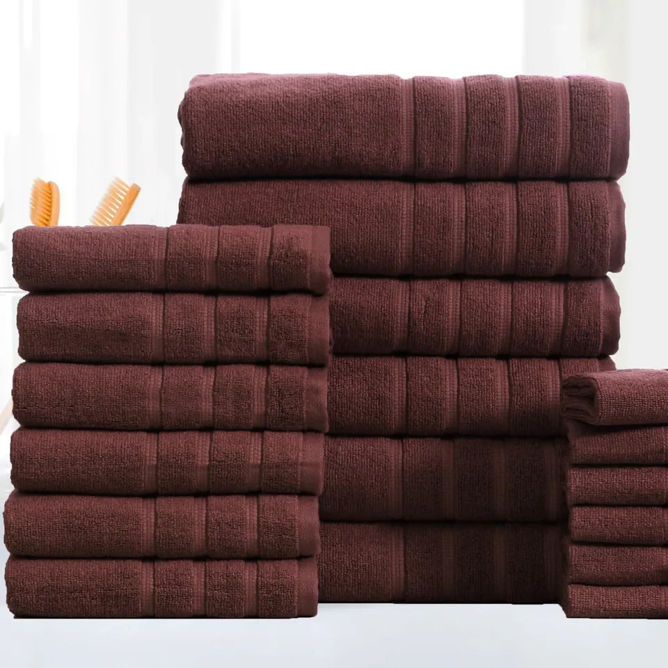 18-Piece: Bibb Home Zero Twist Egyptian Cotton Towel Set