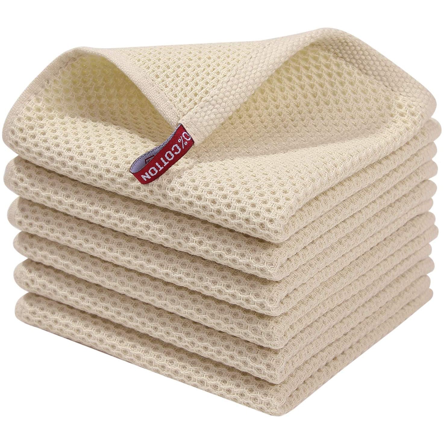 6-Pack: Cotton Waffle Woven Kitchen Towel