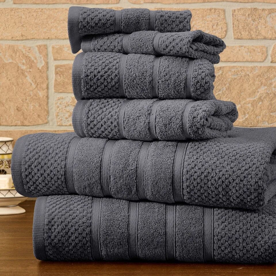 6-Piece Bibb Home Absorbent 100% Egyptian Cotton Towel Set