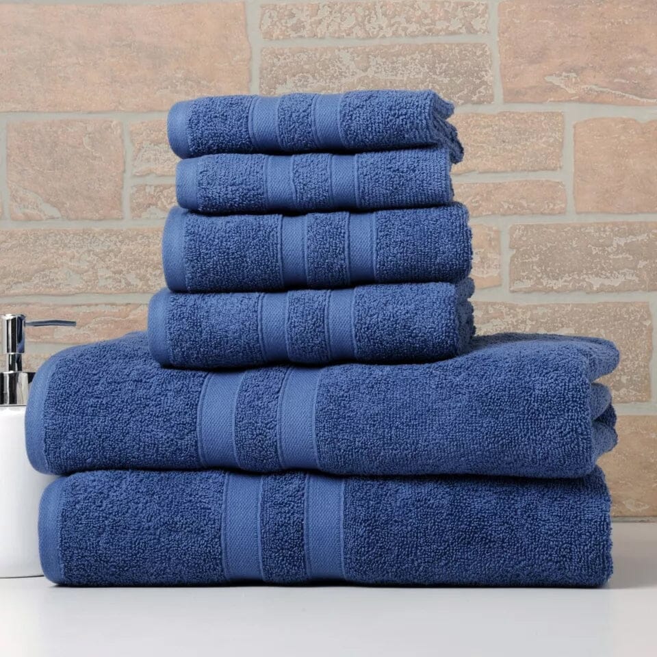 6-Piece Bibb Home Absorbent 100% Egyptian Cotton Towel Set