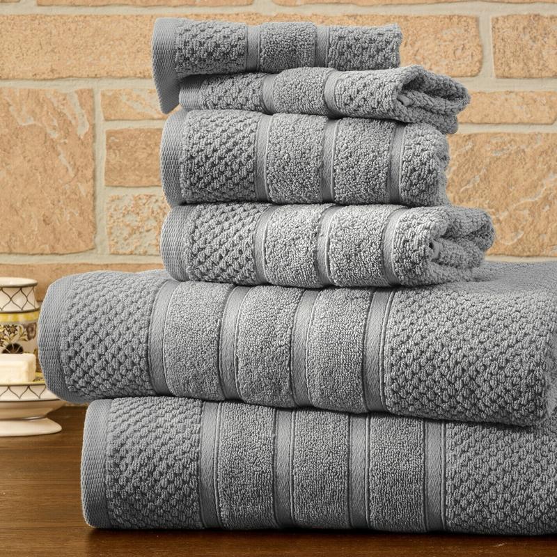 6-Piece Bibb Home Absorbent 100% Egyptian Cotton Towel Set