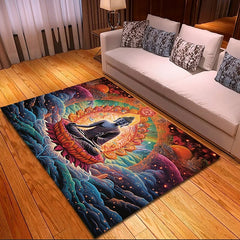 Blacklight Rug UV Reactive Glow in the Dark Area Rug Kitchen Mat Non-Slip Oil Proof Trippy Buddha Floor Mat Livingroom Rug Indoor Outdoor Mat Bedroom Decor Bathroom Mat Entrance Rug Door Mat