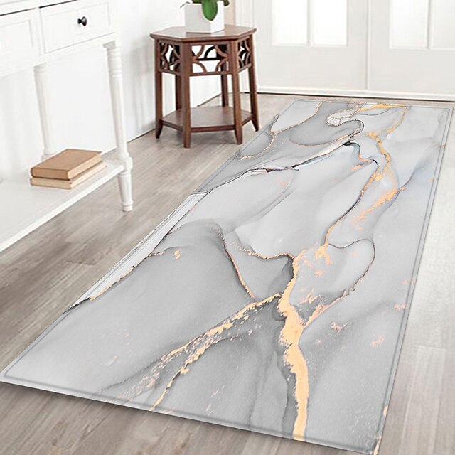 Marble Pattern Flannel Floor Mat Fabric Printed Home Entrance Doormat Carpet Mattress Bathroom Mat