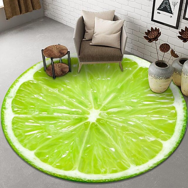 Fruit Rug Floor Mat Non-Slip Round Area Rugs Kitchen Floor Mat Soft Carpet for Bedroom Livingroom Bedside