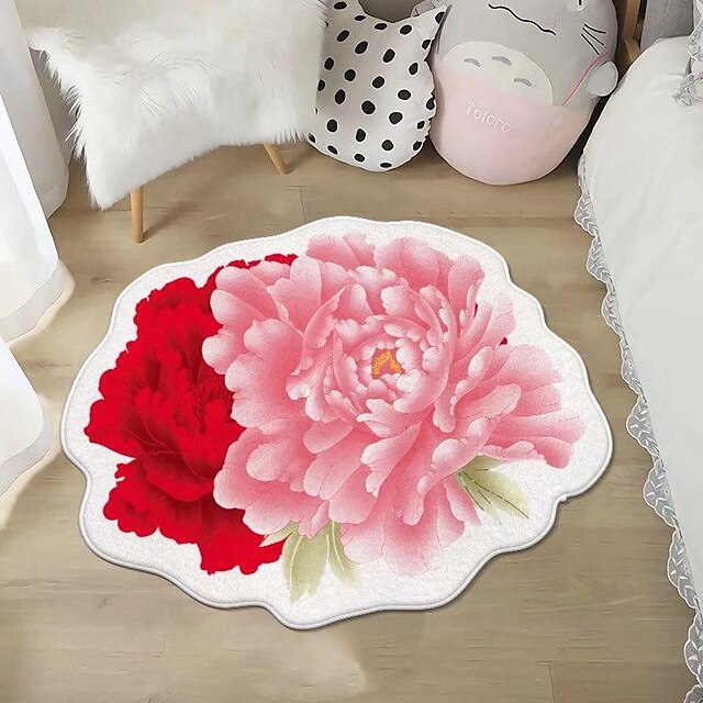 Area Rugs Flower Shaped Rugs Simple 3D Big Flower Carpet Washable Floor Mats