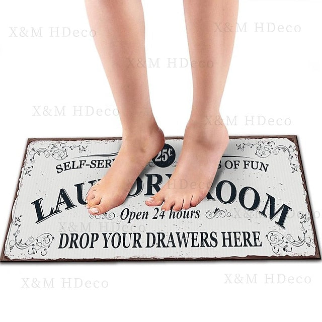 Laundry Mat Rug Kitchen Mat Non-Slip Oil Proof Rug Indoor Outdoor Mat Bedroom Decor Bathroom Mat Entrance Rug Door Mat