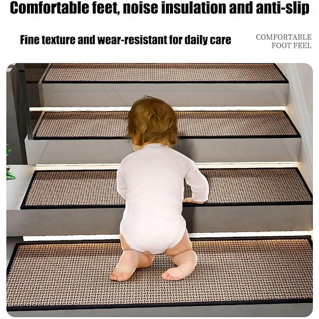 Stair Tread Rugs Geometric Non-Slip Carpet Non-Skid Safety Rug Slip Resistant Indoor Runner for Kids Elders and Pets