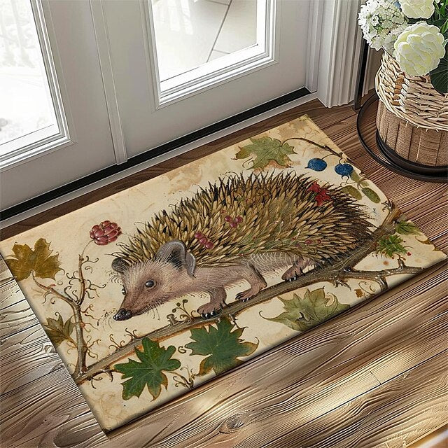 Hedgehog Fruits Doormat Kitchen Mat Floor Mat Non-Slip Area Rug Oil Proof Rug Indoor Outdoor Mat Bedroom Decor Bathroom Mat Entrance Rug