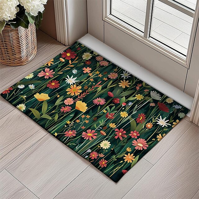 Flowers Doormat Floor Mats Washable Rugs Kitchen Mat Non-Slip Oil Proof Rug Indoor Outdoor Mat Bedroom Decor Bathroom Mat Entrance Rug