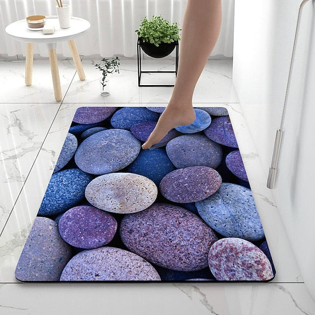 Diatomaceous Earth Bath Mat Smooth Stone Super Absorbent Bathroom Rug Door Mat New Design