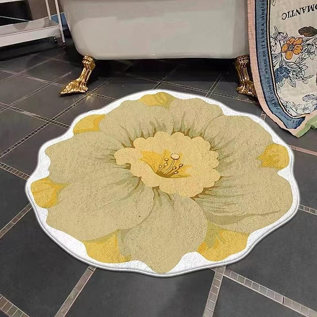 Irregular Flower Shape Area Rug Kitchen Mat Non-Slip Oil Proof Floor Mat Livingroom Rug Indoor Outdoor Mat Bedroom Decor Bathroom Mat Entrance Rug Door Mat