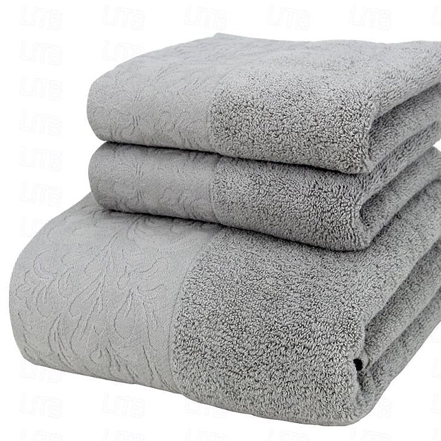 100% Cotton 3 PCS Towels Set Quick Dry, Extra Aborbent, Super Soft Towels Set 1 Handkerchief, 1 Sport Towel, 1 Bath Towel