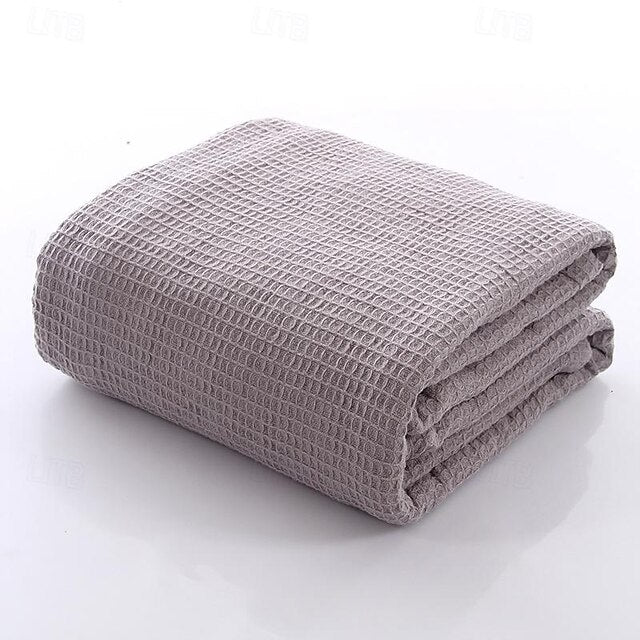 100% Cotton Waffle Throw Comfortable and Breathable Honeycomb Nap Blanket Pure Cotton Towel Blanket