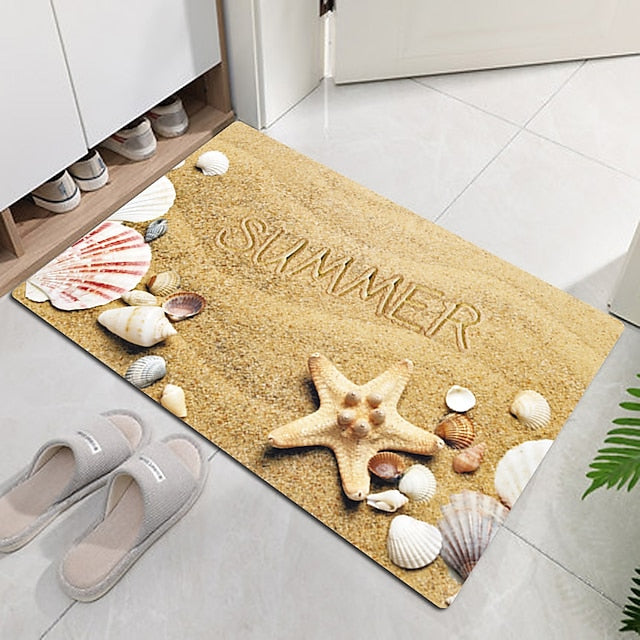 Beach Starfish Beach Collection Pattern Flannel Fabric Print Home Entrance Mattress Bathroom Mattress Mattress