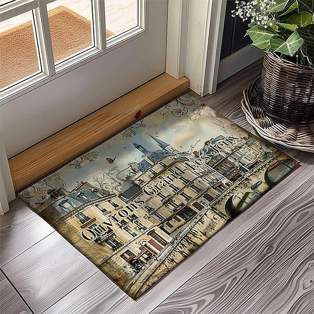 Graffiti Doormat Kitchen Mat Floor Mat Non-Slip Area Rug Oil Proof Rug Indoor Outdoor Mat Bedroom Decor Bathroom Mat Entrance Rug Eiffel Tower