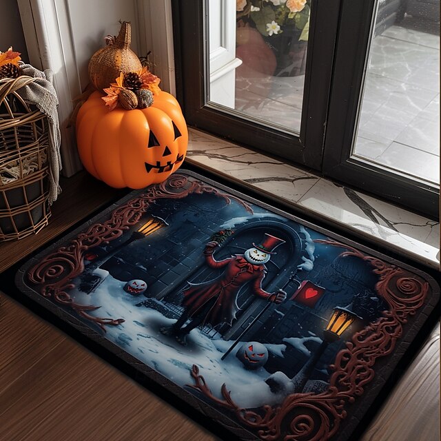 Doormat Jack Skeleton Pumpkin Kitchen Mat Floor Mat Non-Slip Area Rug Oil Proof Rug Indoor Outdoor Mat Bedroom Decor Bathroom Mat Entrance Rug