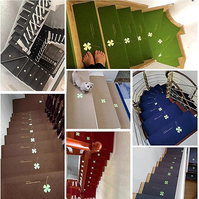 Step Carpet Blacklight Night Style Non-Slip Carpet Stair Treads for Kids Elders and Pets Plant Design Stair Tread Mats