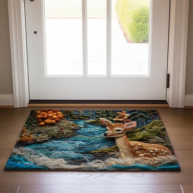 Autumn Quilt Forest Deer Doormat Kitchen Mat Floor Mat Non-Slip Area Rug Oil Proof Rug Indoor Outdoor Mat Bedroom Decor Bathroom Mat Entrance Rug