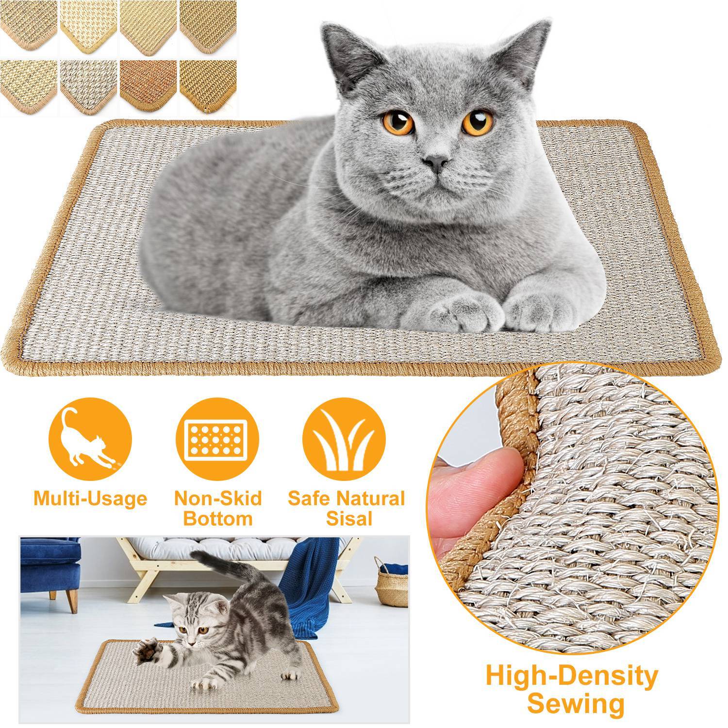 Anti-Slip Mat Horizontal Cat Floor Scratching Pad Rug