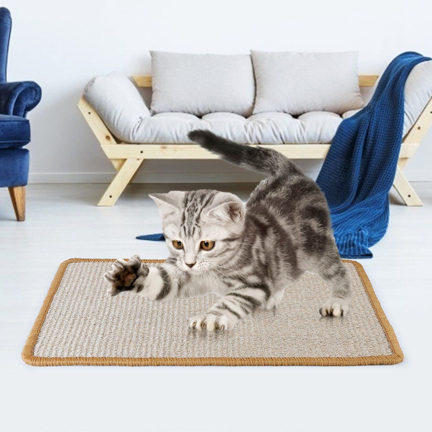 Anti-Slip Mat Horizontal Cat Floor Scratching Pad Rug