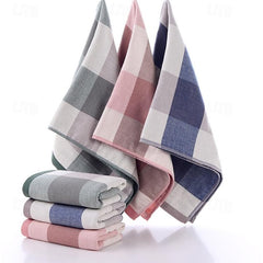 32 Strands Japanese Checkered Cotton Gauze Towel Terry Fabric Absorbent Face Towel Adult Couple Face Towel