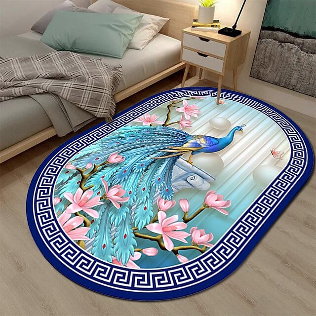 3D Oval Floor Mat Living Room Carpet Home Bedroom Cloakroom Living Room Floor Mat Machine Washable Carpet