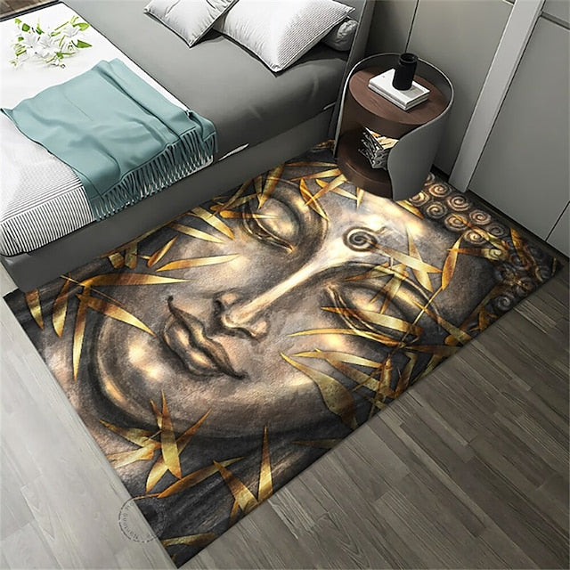 Art Buddha Boho Area Rug Non Slip Floor Mat Bedside Livingroom Bedroom Indoor Outdoor