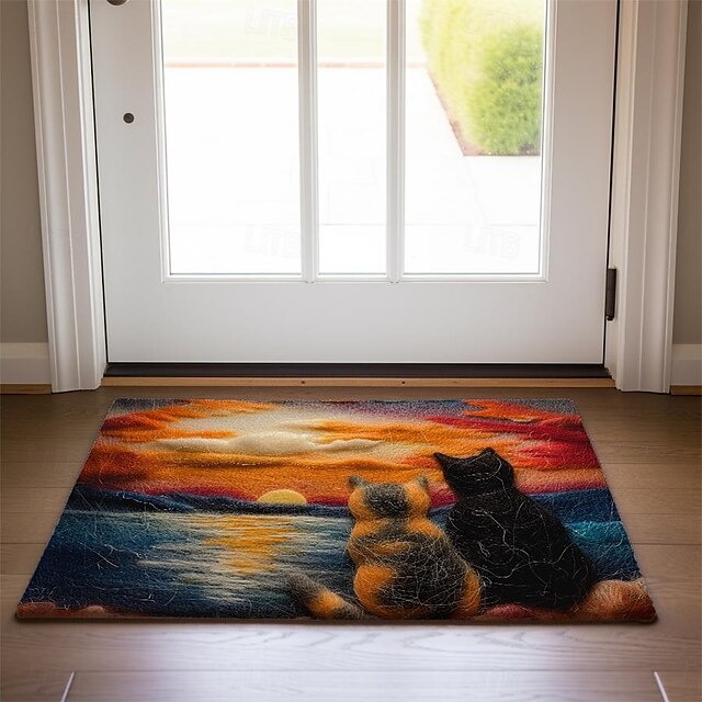 Kitty Fur Doormat Kitchen Mat Floor Mat Non-Slip Area Rug Oil Proof Rug Indoor Outdoor Mat Bedroom Decor Bathroom Mat Entrance Rug