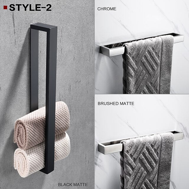 Adhesive Towel Bar with Hook, SUS304 Stainless Steel Hand Towel Holder for Bathroom, Towel Rack for Rolled Towels 40cm