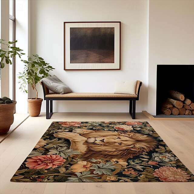 Sleeping Lion Area Rug Kitchen Mat Non-Slip Oil Proof Floor Mat Livingroom Rug Indoor Outdoor Mat Bedroom Decor Bathroom Mat Entrance Rug Door Mat