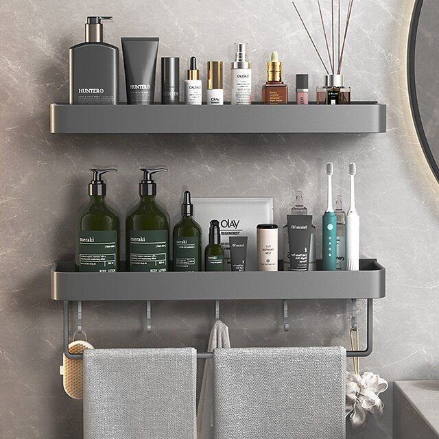 Shower Caddy Bathroom Shelves Wall Mounted Gun Grey Storage Organizer Rack Bathroom Kitchen Bathroom Hardware Pendant Bathroom Shelf Space Aluminum Shower Rack Corner Shelf Square Bath Shower Shelf