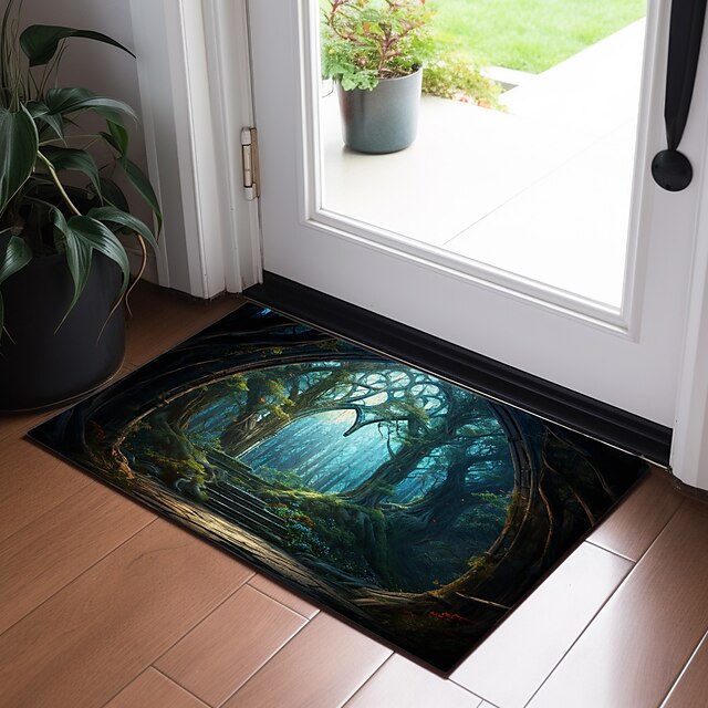 Landscape Forest Cave Doormat Floor Mats Washable Rugs Kitchen Mat Non-Slip Oil Proof Rug Indoor Outdoor Mat Bedroom Decor Bathroom Mat Entrance Rug