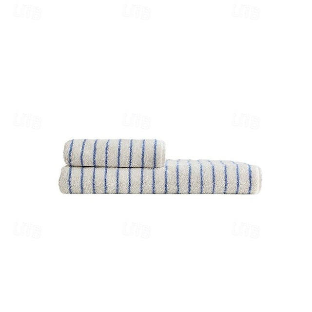 Stripe Combed Cotton Towel Double Sided Striped for Bathroom Beach Absorbent and Quick-dry