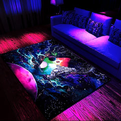 Tree of Life Blacklight Rug Carpet Floor Mat UV Reactive Glow in the Dark Rug Large Non-Slip Rug Mat Carpet for Room Decor