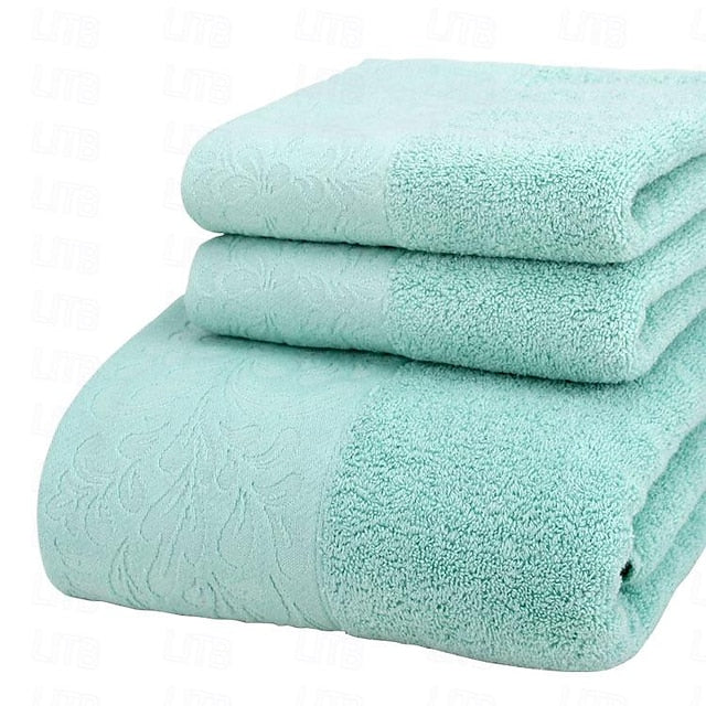 100% Cotton 3 PCS Towels Set Quick Dry, Extra Aborbent, Super Soft Towels Set 1 Handkerchief, 1 Sport Towel, 1 Bath Towel