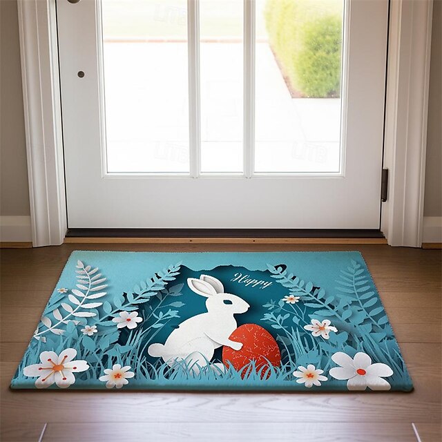 Easter Bunny Doormat Floor Mats Washable Rugs Kitchen Mat Non-Slip Oil Proof Rug Indoor Outdoor Mat Bedroom Decor Bathroom Mat Entrance Rug Folk Art