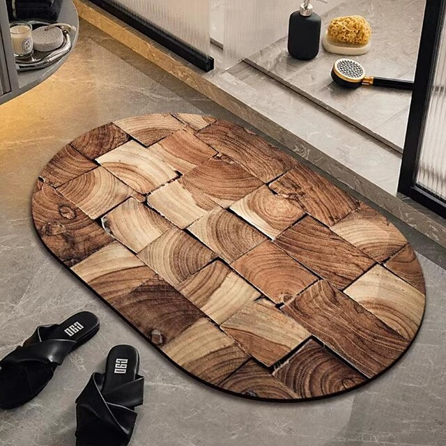 Door Mat Floor Mat Non Slip Ring of Tree 3D Trunk Wooden Log Print Area Rug Bath Mat Waterasorb for Indoor Outdoor Patio Bedroom Kitchen Office