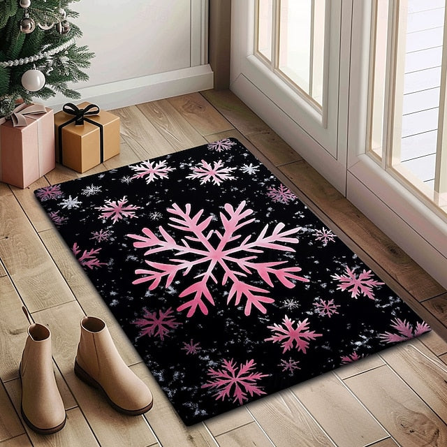 Doormat Snowflake Kitchen Mat Floor Mat Non-Slip Area Rug Oil Proof Rug Indoor Outdoor Mat Bedroom Decor Bathroom Mat Entrance Rug