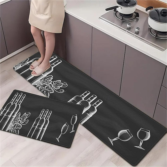 Wine Glasses Area Rug Kitchen Rug Mat Non-Slip Oil Proof Floor Mat Livingroom Rug Indoor Outdoor Mat Bedroom Decor Bathroom Mat Entrance Rug Door Mat