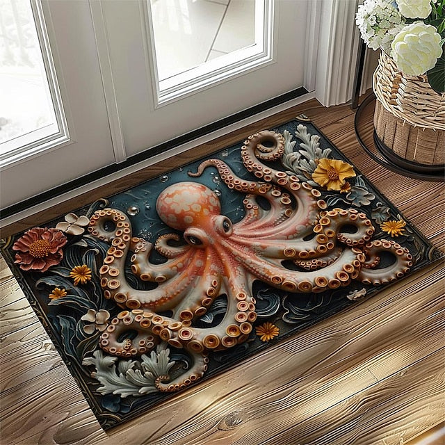 Octopus Doormat Kitchen Mat Floor Mat Non-Slip Area Rug Oil Proof Rug Indoor Outdoor Mat Bedroom Decor Bathroom Mat Entrance Rug