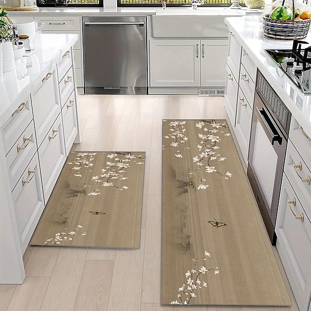 Chinese Floral Kitchen Rugs Anti Slip Door Mats for Kitchen Floor Kitchen Rugs and Mats Non Skid Waterproof Kitchen Runner Comfort Standing Mat