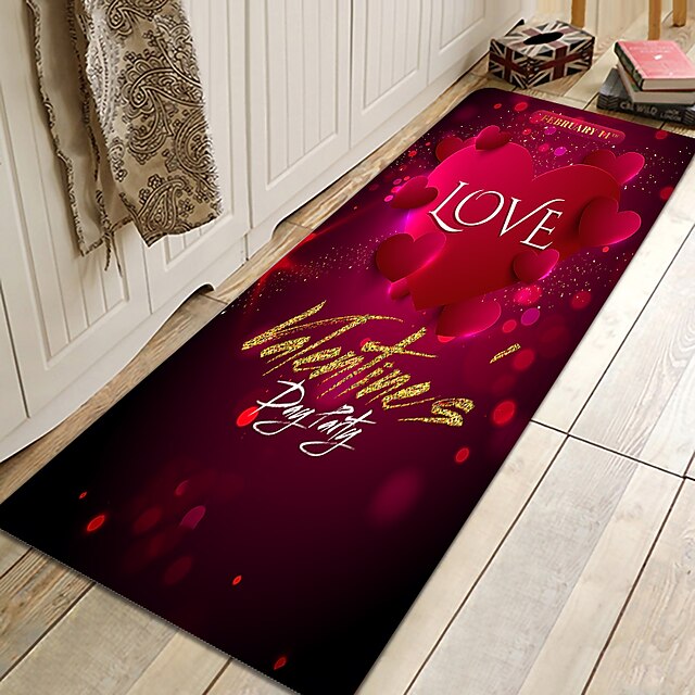 Valentine's Day Heart Area Rug Kitchen Mat Non-Slip Oil Proof Floor Mat Rug Indoor Outdoor Mat Bedroom Decor Bathroom Mat Entrance Rug Door Mat