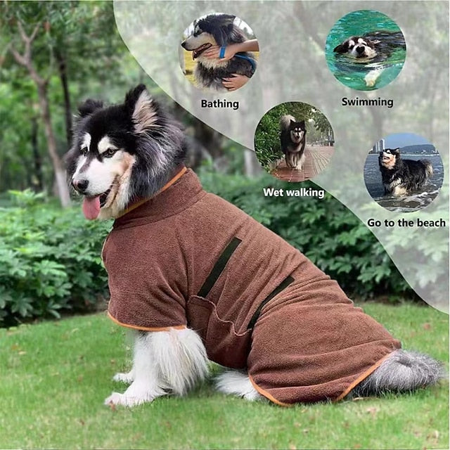 Pet Towel Absorbent Quick-drying Large Dog Bathrobe Green Pet It Wrap Waist Bathrobe