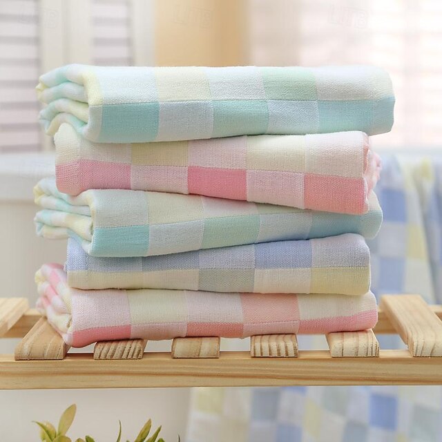 Cotton Gauze Bath Towel Double Hug Quilt Color Checkered Beach Towel Cotton Bath Towel