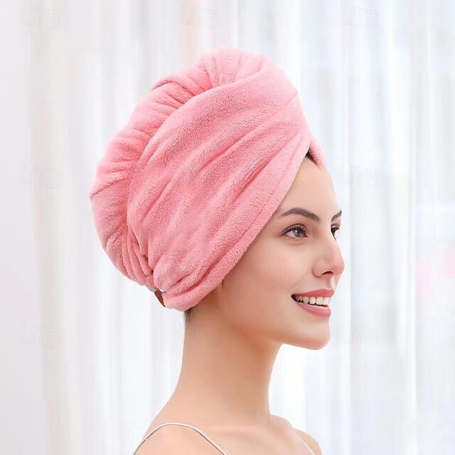 Dry Hair Cap Embroidery Cap Double-Layer Shower Cap Quick-Drying Strong Water Absorption Thickened Home Bag Hair Dry Hair Towel Back To School College Student